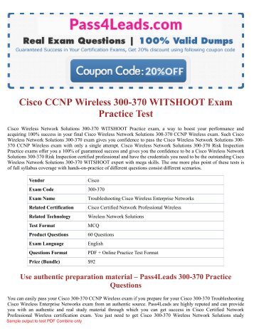   300-370 Exam Practice Test Online - 2018 Updated with 30% Discounted Price 