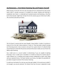 Joe Roosevans — First Home Financing Tips and Prepare Yourself