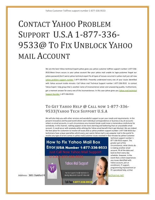 Call Us 1877 503 0107 Yahoo Mail Help Desk Number