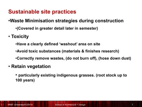 #Site Practice + Waste Minimisation