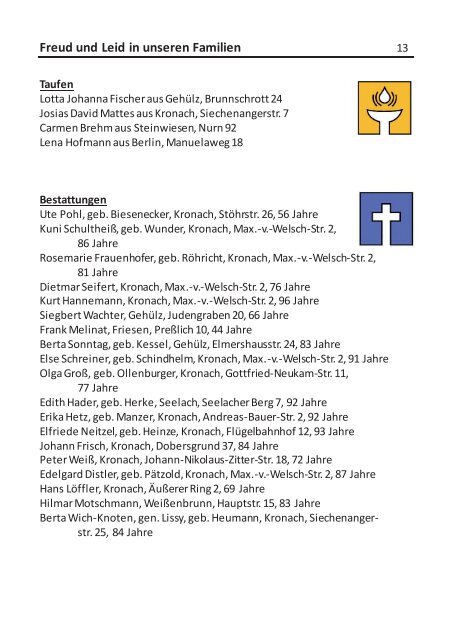 Gemeindebrief evangelische Gemeinde Kronach Mai - Juli 2018