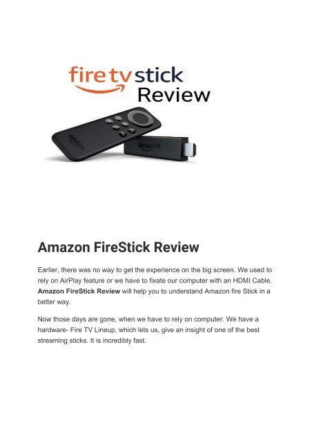 Amazon FireStick Review 