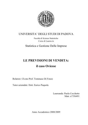 Cecchetto Paola - Università degli Studi di Padova