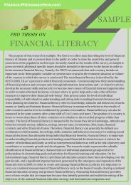 PhD Thesis on Financial Literacy Sample