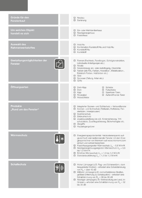 Internorm Checkliste für Ihren Fensterkauf - Internorm-Fenster AG