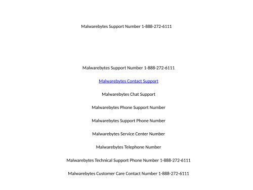 Malware bytes Customer Service USA 1-888-272-6111