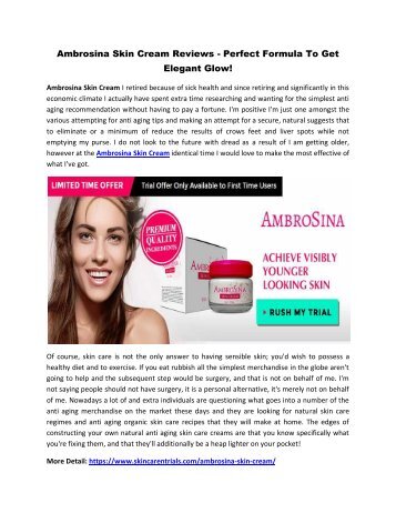 Ambrosina Skin Cream - Get Wrinkles Free & Aging Free Skin Naturally!
