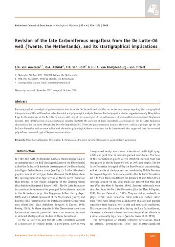 Revision of the late Carboniferous megaflora from the De Lutte-06 ...