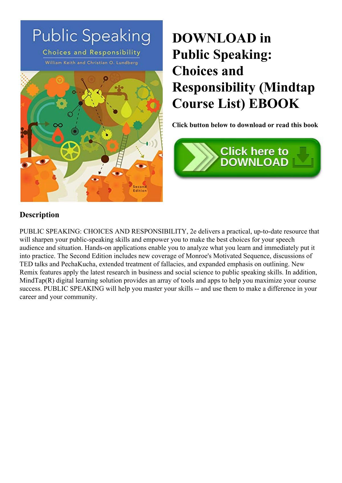 DOWNLOAD in PDF Public Speaking Choices and Responsibility
