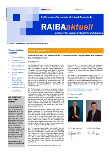 RAIBAaktuell - Volksbank Lübeck eG