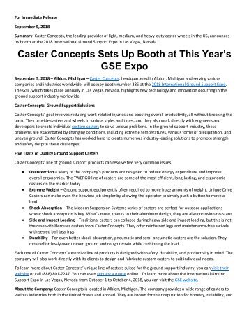 Caster Concepts Sets Up Booth at This Year’s GSE Expo