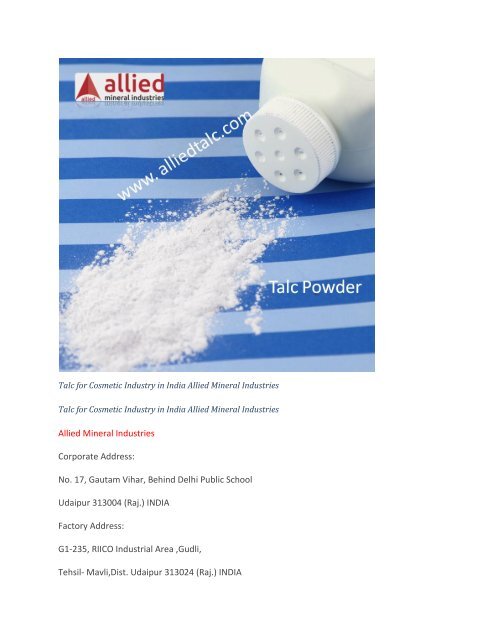Talc for Cosmetic Industry in India Allied Mineral Industries-converted