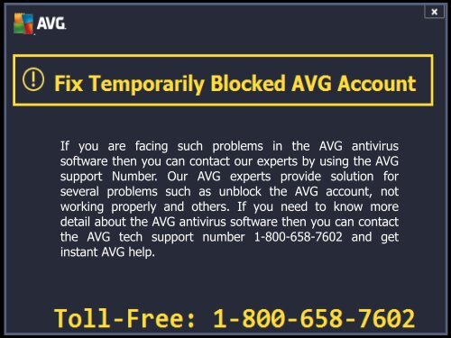 Fix Blocked AVG Account Call 1-800-658-7602 Antivirus Support Number