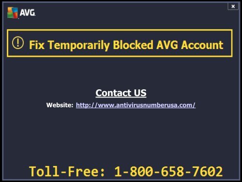 Fix Blocked AVG Account Call 1-800-658-7602 Antivirus Support Number