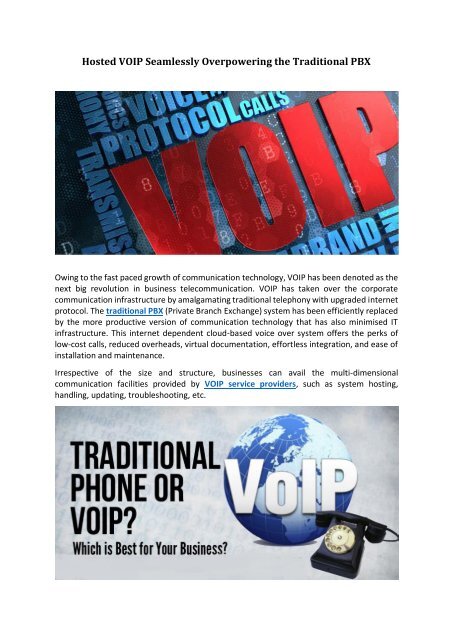 Hosted VOIP Seamlessly Overpowering the Traditional PBX