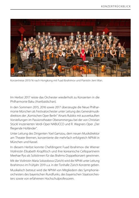 Neue Philharmonie Müchen Fall/Herbst 2018