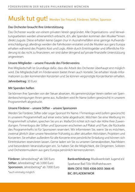 Neue Philharmonie Müchen Fall/Herbst 2018