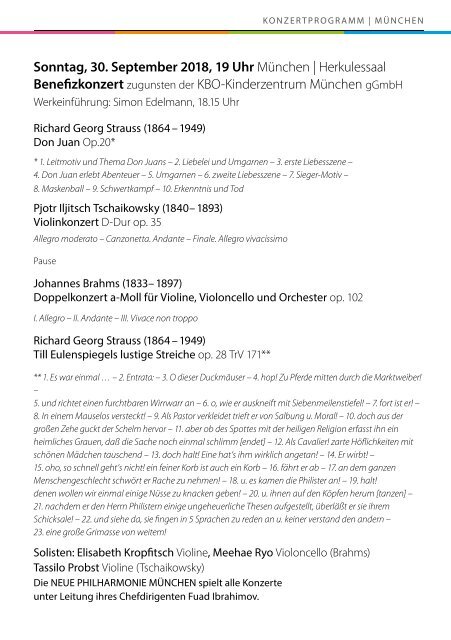 Neue Philharmonie Müchen Fall/Herbst 2018