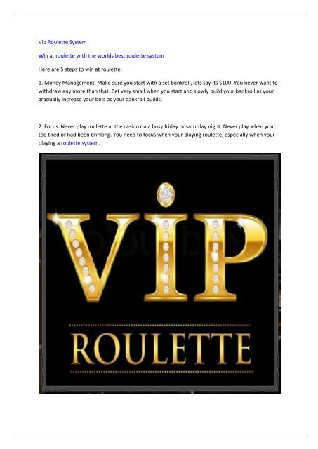 Vip Roulette System