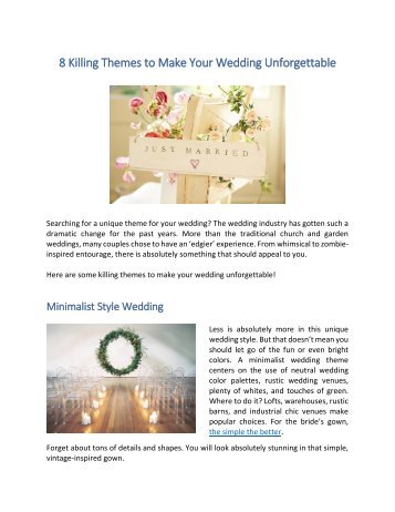 8 killing themes to make your wedding unforgettable