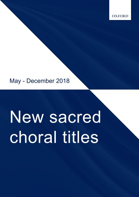 New sacred choral titles Autumn 2018