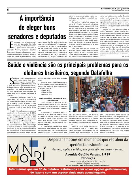 Jornal do Rebouças - 1ª Quinzena de Setembro 2018