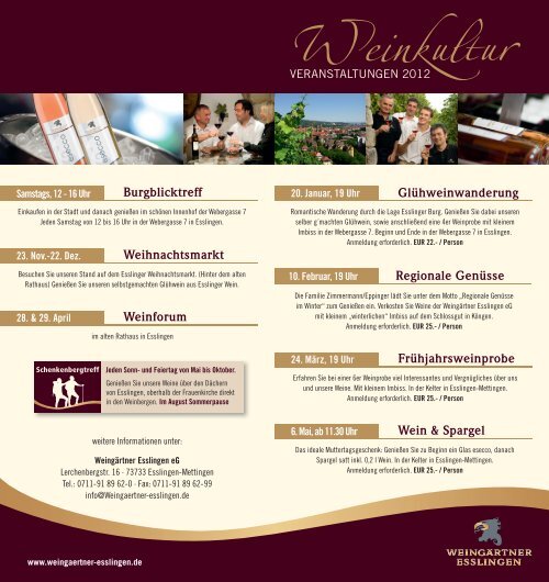 Weinkultur VERANSTALTUNGEN 2012 - Weingärtner Esslingen