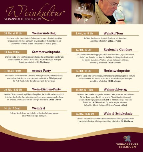 Weinkultur VERANSTALTUNGEN 2012 - Weingärtner Esslingen