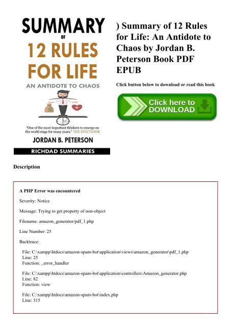 READ) Summary of 12 for Life Antidote to Chaos Jordan B. Peterson Book