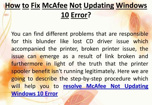 How to Fix McAfee Not Updating Windows 10 Error?: Call +1-888-688-8264