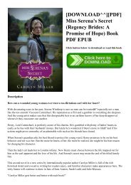 [DOWNLOAD^^][PDF] Miss Serena's Secret (Regency Brides A Promise of Hope) Book PDF EPUB
