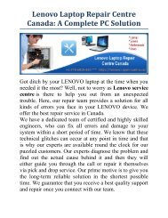 Lenovo Laptop Repair Centre Canada A Complete PC Solution
