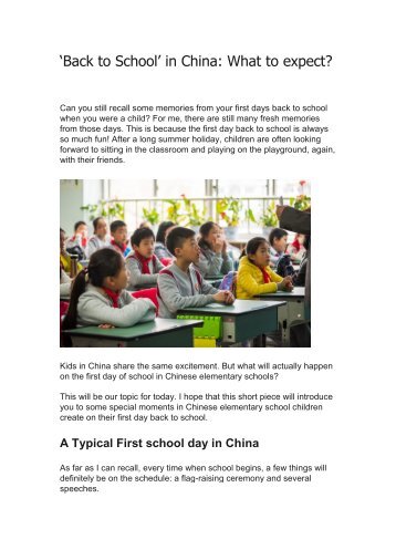 Back to School in China What to expect