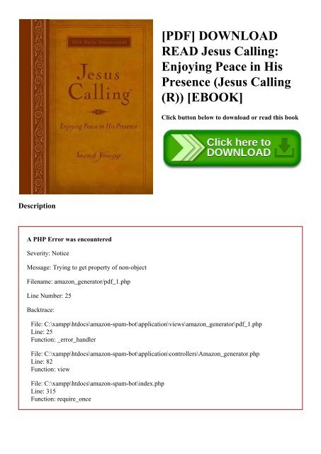 [PDF] DOWNLOAD READ Jesus Calling Enjoying Peace in His Presence (Jesus Calling (R)) [EBOOK]