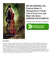 READ [EBOOK] The Princess Bride S. Morgenstern's Classic Tale of True Love and High Adventure [EBOOK EPUB KIDLE]