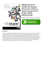 [DOWNLOAD IN @PDF] The Purpose Driven Life What on Earth Am I Here For #P.D.F. FREE DOWNLOAD^