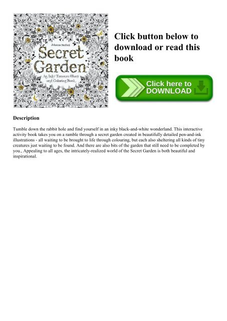 Download Read Pdf Secret Garden An Inky Treasure Hunt And Colouring Book Read Online