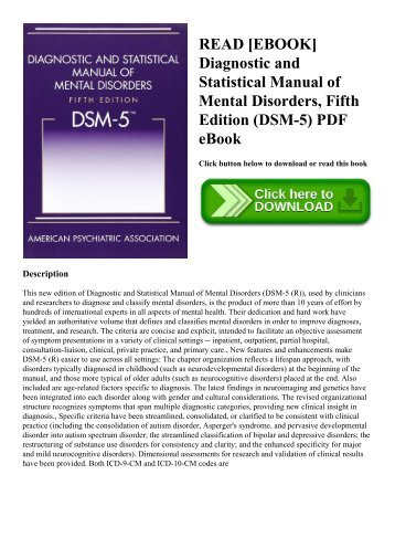 READ [EBOOK] Diagnostic and Statistical Manual of Mental Disorders  Fifth Edition (DSM-5) PDF eBook