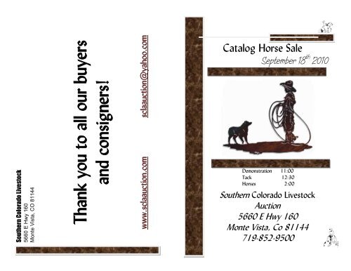 Catalog Horse Sale Southern Colorado Livestock Auction Catalog Horse Sale Southern Colorado Livestock Auction