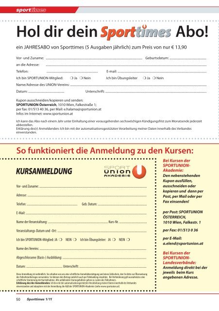 Kursbuch 2011 - Sportunion Wien