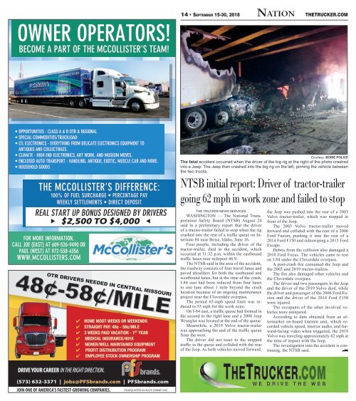 The Trucker Newspaper - September 15, 2018