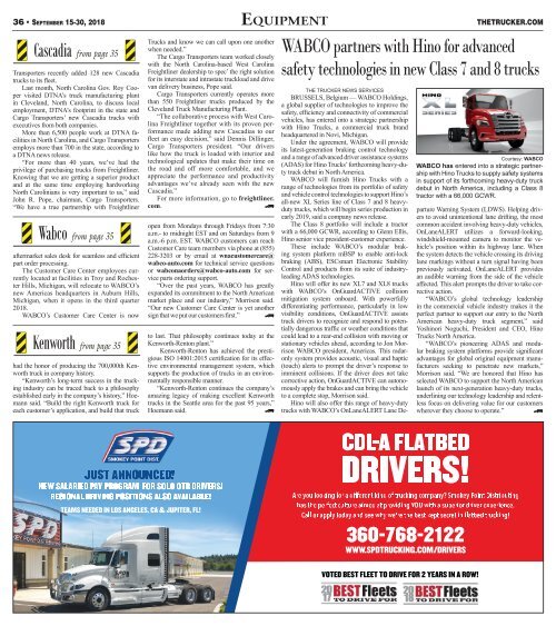 The Trucker Newspaper - September 15, 2018