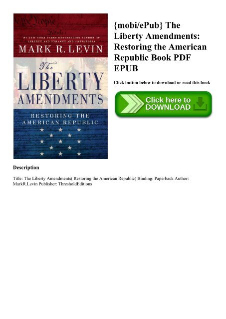 {mobiePub} The Liberty Amendments Restoring the American Republic Book PDF EPUB