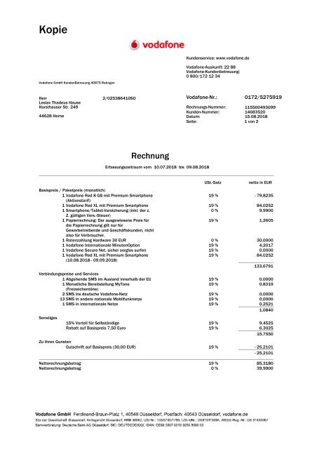 2018 08 15 Rechnung Kundennr 14683520
