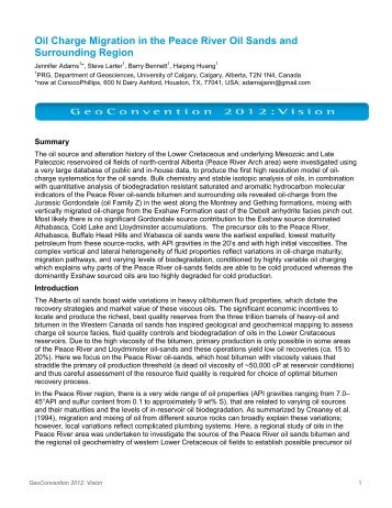 Oil Charge Migration in the Peace River Oil - Canadian Society of ...