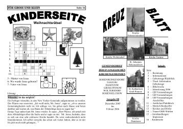 Weihnachtsrätsel - Pfarrsprengel Hohenselchow