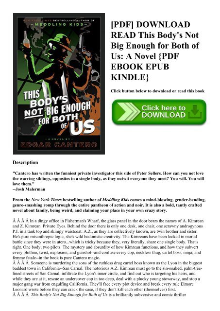 Pdf Download Read This Body S Not Big Enough For Both Of Us A Novel Pdf