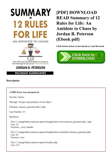 PDF] DOWNLOAD READ Summary of 12 Rules for Life An Antidote to Chaos by Jordan  B.