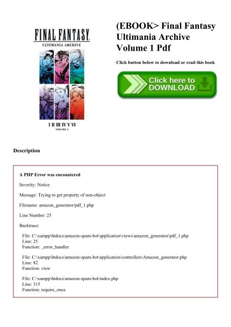 Ebook Final Fantasy Ultimania Archive Volume 1 Pdf