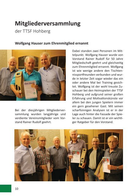 Saisonheft TTSF Hohberg (2018 / 2019)